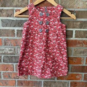 Mini Boden Corduroy Floral Print Sleeveless Shirt Dress
